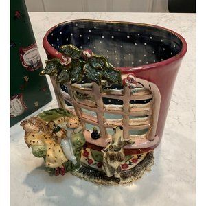 Blue Sky Corp. Ceramic CHRISTMAS DREAMS Candle Holder2000 Goldmine Signed box